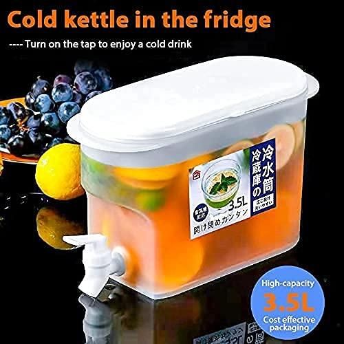 3.5 L Water Kettle | Refrigerator Drink Dispenser with Faucet | Lemon Fruit Juice Jug | Drinkware Kettle Pot Cold Container Iced Beverage Bucket- Plastic