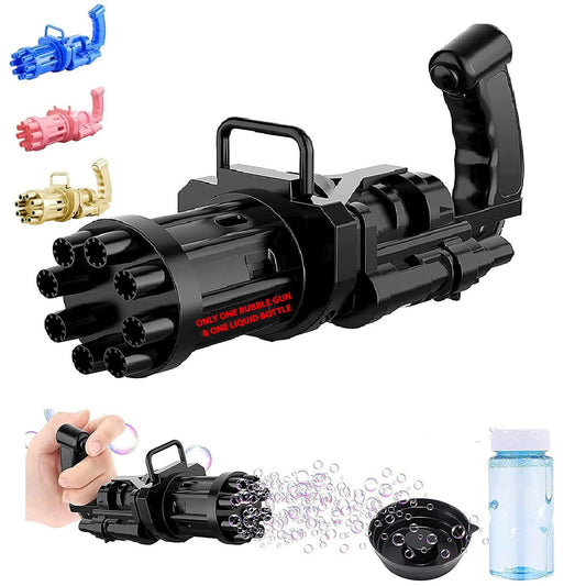 8-Hole Electric Gatling Bubble Gun Machine for Toddlers Outdoor Toy Batteries Required (NOT Included)